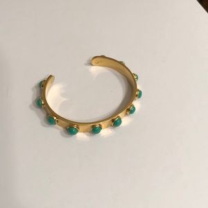 Kate Spade Gold Tone Bezel Green Stone Cuff Bracelet